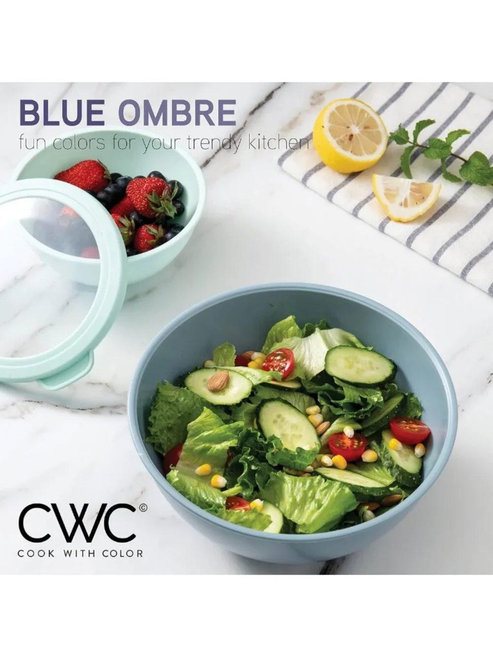 Colorful 12-Piece Nesting Mixing Bowls Set with Lids - Microwave Safe Prep Bowls